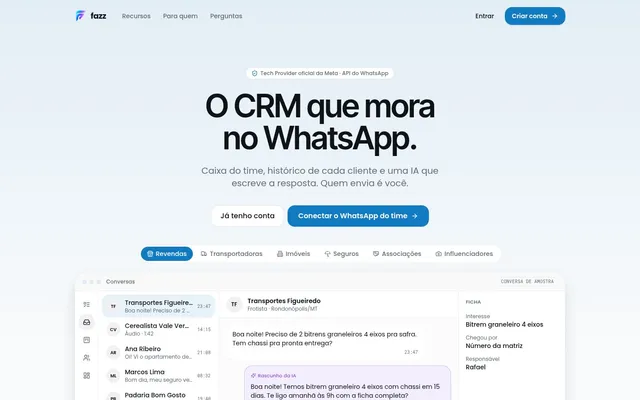 Interface do projeto Fazz