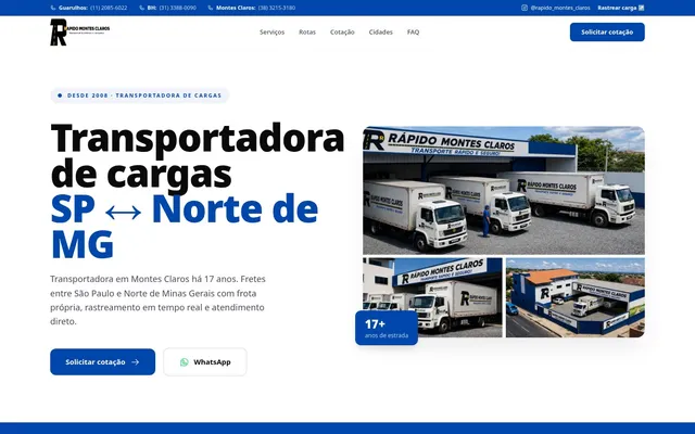 Interface do projeto Rápido Montes Claros
